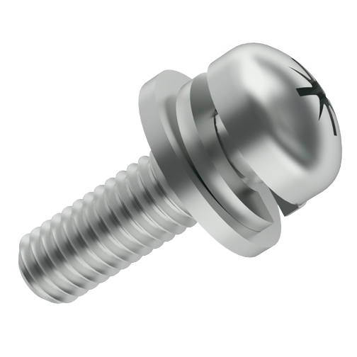 Kombischraube DIN6900-3 Z4-1 M2,5x6 ST 4.8 verzinkt U-Scheibe+Federring