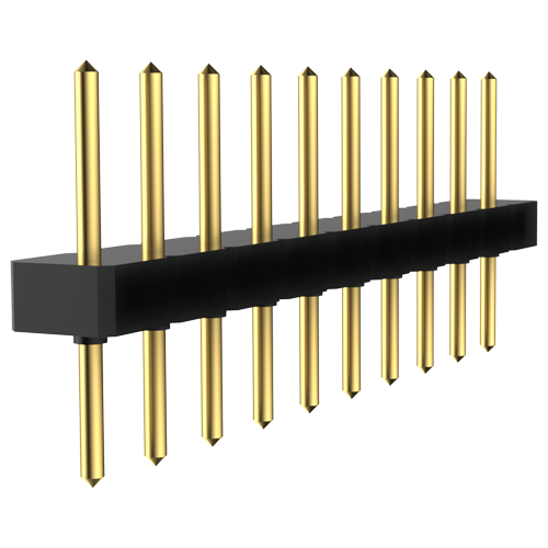 Strip Header 1x 10 pole/8.7mm Brass,gold-plated/round pins ø0.5mm