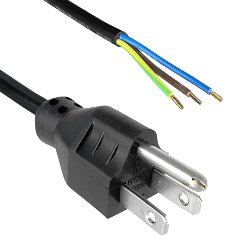 Power Cord USA-Type 105°C SVJ 3xAWG18/2.5m black/NEMA 5-15