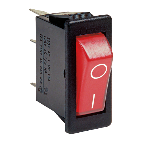 Single Pole Switch red 250V/16A 14x30mm/Panel 12,2x27,2mm