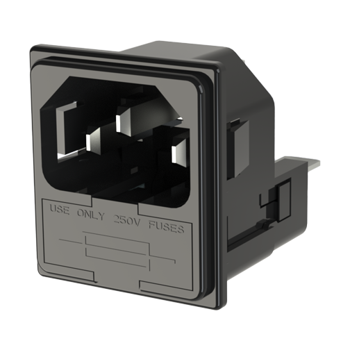 IEC Power Inlets Snap-In 3.0mm Polyamid black UL94-V0 6.3x0.8mm