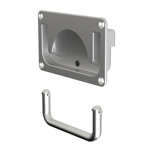 Collapsible handle 105x63.5mm/94mm Aluminium,silver/Holes ø4.5mm