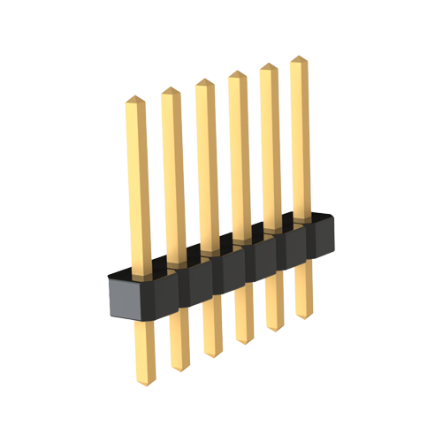 Stiftleiste 1x 6 polig 2,54mm Raster Isolierkörper 1,7mm - Pinlänge 6,3mm