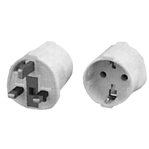 2-pole grounded adapter plug, UK, Schuko socket, fused, 13A, white