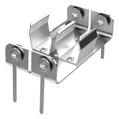 Batteryholder 2x "D" Mono cells Aluminium,pure/PCB mounting